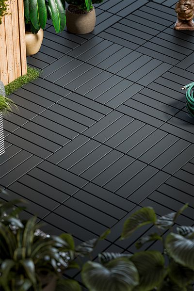 Porsima 1066 Model 6 piese antracit grădină balcon terasă podea și covoraș de baie - gresie în aer liber