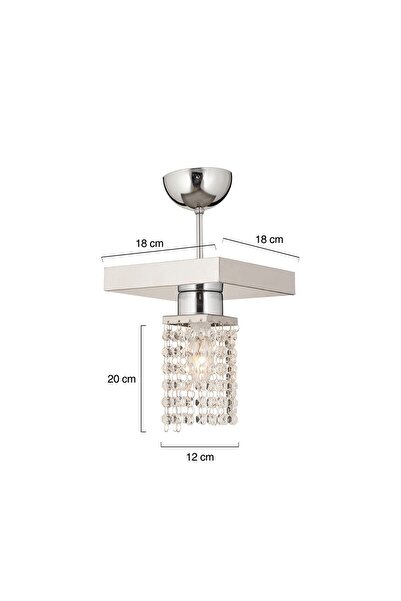 Apliqa Peter Tekli Krom Kristalli, Taşlı Modern Tasarım Kristal Salon Avize