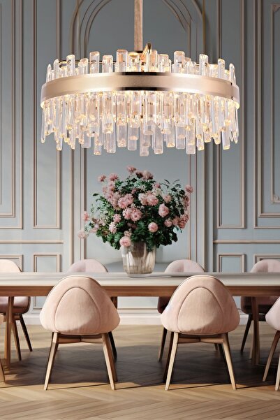 Apliqa Diandra 60 Lık Gold Kaplamalı 58 Watt Led Sarkıt Modern Tasarım Salon ...