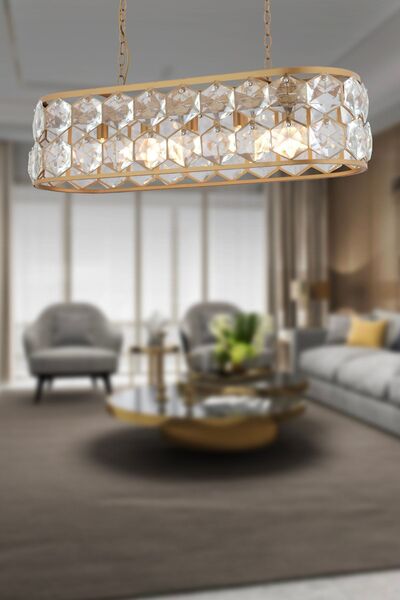 Apliqa Roman 5'li Sıralı Eskitme Kristalli Taşlı Modern Tasarım Kristal Salon Avize