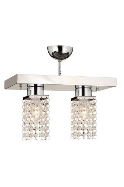 Apliqa Peter 2Li Sıralı Krom Kristalli, Taşlı Modern Tasarım Yatak Odası Kristal Salon Avize