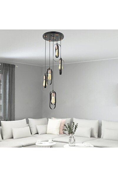 Apliqa Koza 5 Li Bakır Eskitme Sarkıt Modern Yatak Odası Mutfak Oturma Odası Salon Sarkıt Avize