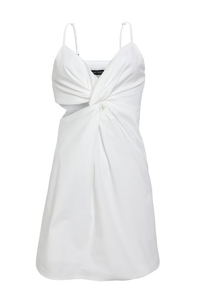 Quzu Mini Dress Ecru with Low-cut Straps