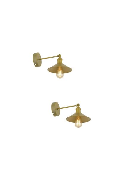 Apliqa Yekta Gold Boyalı 2'li Aplik Seti Yatak Odası-Yatak başı,Cafe,Restoran için Duvar Lambası