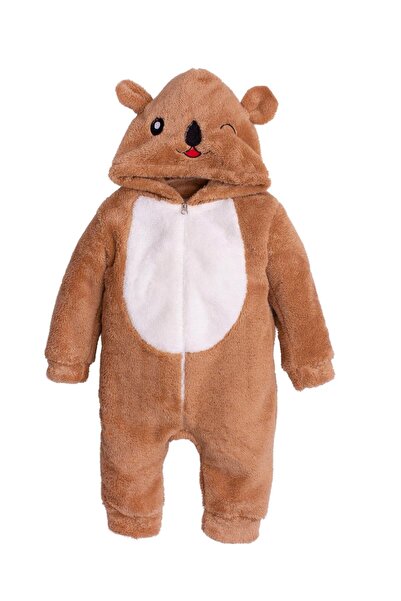 Chicsy Baby Kışlık Tatlı Peluş Kapüşonlu Ayıcık Nakışlı Bebek Çocuk Welsoft T...