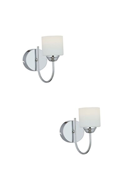 Apliqa Esila Krom Kaplamalı 2'li Aplik Seti Yatak Odası-Yatak başı,Cafe,Restoran için Duvar Lambası