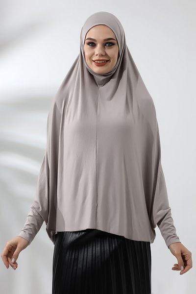 ihvanonline Βιζόν έτοιμο πρακτικό Sultanbaş Hijab με μανίκια χτενισμένο βαμβακερό σουφλέ κασκόλ Hijab