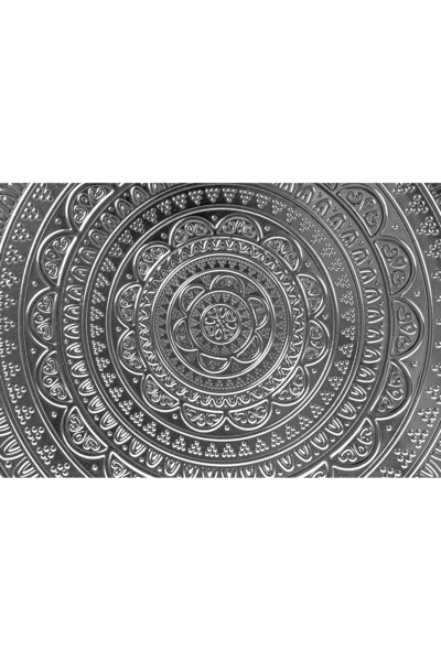 İhvan Silver Color Luxury Sheet Round Decorative Coffee and Tea Presentation Tray