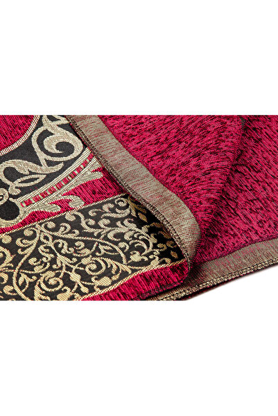 İhvan Red Luxury Ottoman Chenille Prayer Rug Rosary - Gifted