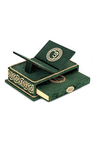 ihvan online Masa Üstü Rahleli Kadife Kaplı Sandıklı Kuranı Kerim Seti - Rahi...