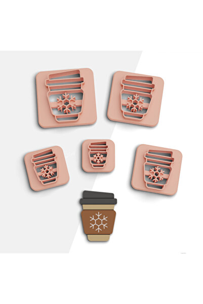 brocutters قالب قطع بوليمر كلاي بلون القهوة الشتوية - أقراط وأشكال كوكيز، 5 م...