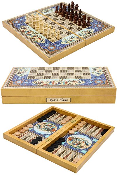 Cooper Chess Kişiye Özel Büyük Boy 50cm Selçuklu Desenli Premium Ahşap Tavla ...