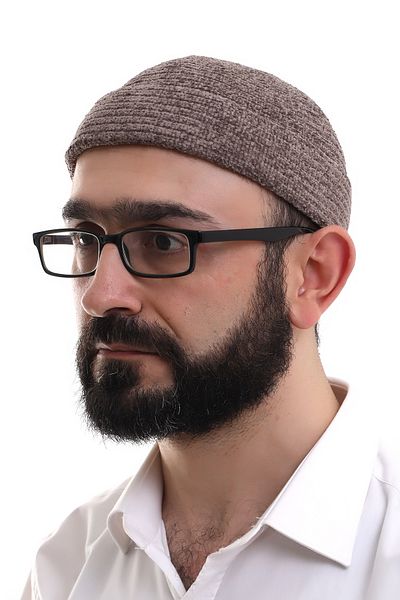ihvanonline Кафява зимна кадифена шапка с обикновен шарков сгъваем мотив