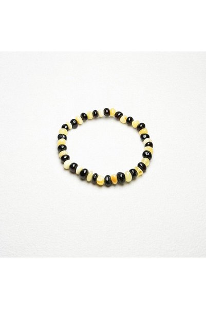 Amber by Mazukna Siyah Beyaz Serbest Kesim Taraftar Bileklik Esnek Misina, Se...