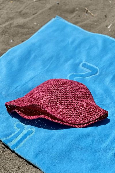 Marina Pălărie tricotată cu paie fucsia - 14399