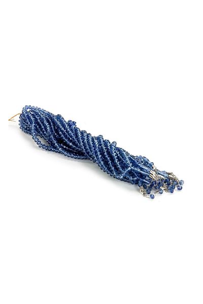 İhvan Midnight Blue 10 Pieces - Crystal Look 99' Rosary, Mevlüt Hajj Umrah Gift