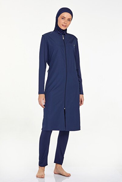 Adasea Σκούρο Navy Blue Large Size Full Covered Hijab μαγιό - 1250-24