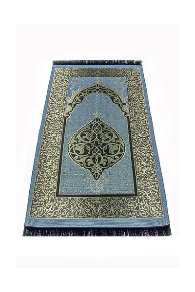 İhvan سجادة صلاة من التفتا العثمانية الاقتصادية باللون الأزرق - 0150