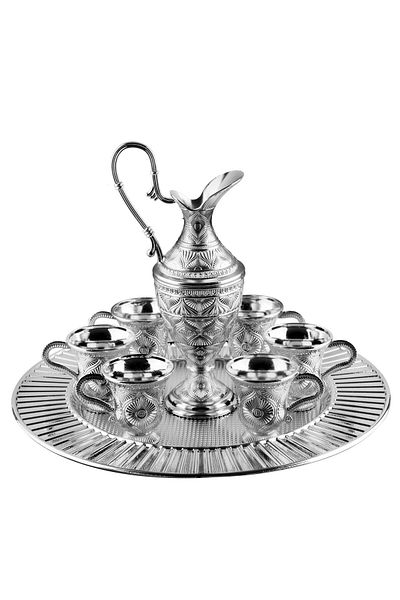 ihvanonline 8 Piece Silver Colored Kaf Zemzem Cup Serving Set