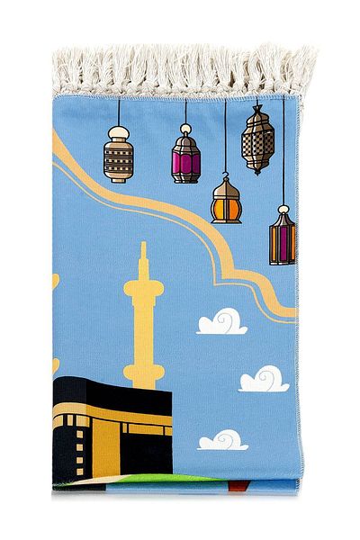 ihvanonline Digital Printed Children's Prayer Rug - With Kabeli Car - 44 X 78 Cm
