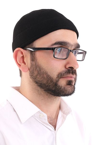 ihvanonline Black Folded Plain Pattern Winter Orlon Skullcap Hat