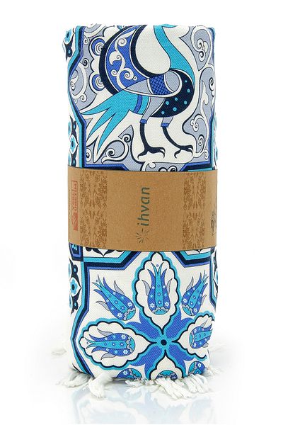 ihvanonline Peacock Tile Bumbac Imprimat Bambus Peshtemal