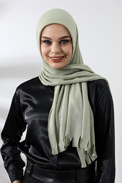 ihvan online Şal practic din bumbac cu cordon, gata pentru hijab verde apă