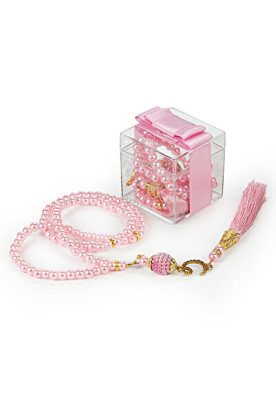 ihvan online Transparent Boxed Pearl Prayer Beads Mevlüt Gift Set Pink