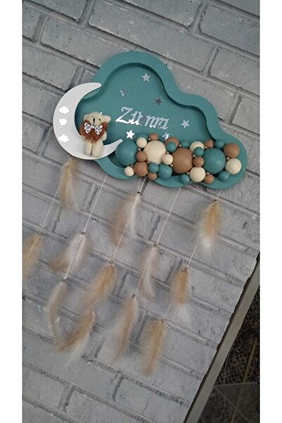 NeşeliAtölyem 40 Cm Bulut Model Ayıcıklı Kişiye Özel Bubble Bebek Kapı Süsü