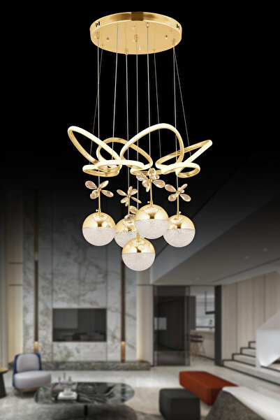 OSC HOME AYDINLATMA TASARIM LED AVİZE MODERN KELEBEK 5Lİ 3 RENK IŞIK KUMANDALI AVİZE