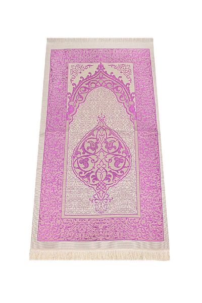 İhvan Covor de rugăciune din tafta otomană de lux de culoare fuchsia - 0210