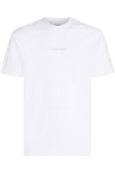Calvin Klein Erkek Kol Ve Göğüs Kısmında Marka Logolu Pamuklu Bisiklet Yakalı Nem Emici Kumaşlı Beyaz T-shirt 00