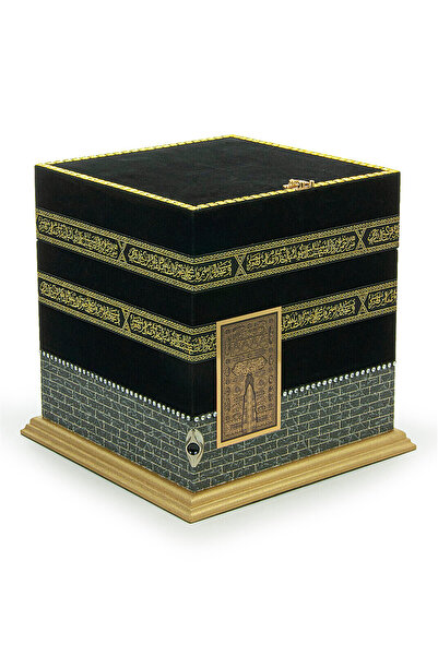 ihvan online Kadife Kaplı Kabartma Detaylı Büyük Boy Kabe Maketi