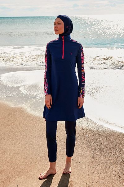 Marina Navy Blue Full Covered Parachute Hijab Swimsuit - M2489