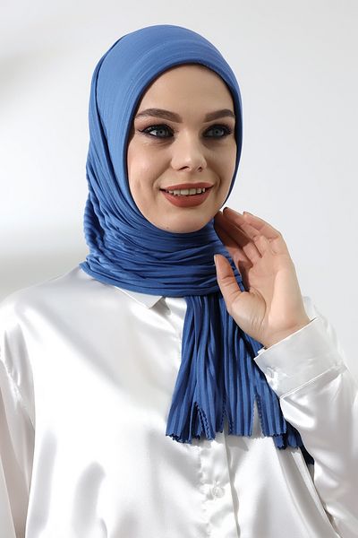 ihvanonline Şal practic din bumbac cu snur Blue Hijab Ready