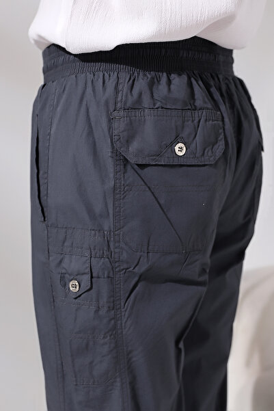 ihvan online Erkek Füme Çınar Beach Yandan Cepli Rahat Kesim Beli Lastikli Kargo Şalvar Pantolon