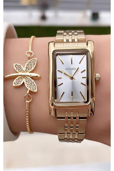 Homies Gold Colored Waterproof Women's Wristwatch - Bracelet 0850Hms 011282