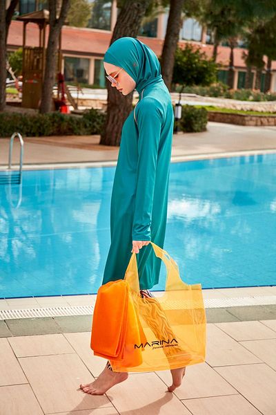 Marina C2406 Model Orange Transparent Beach Bag