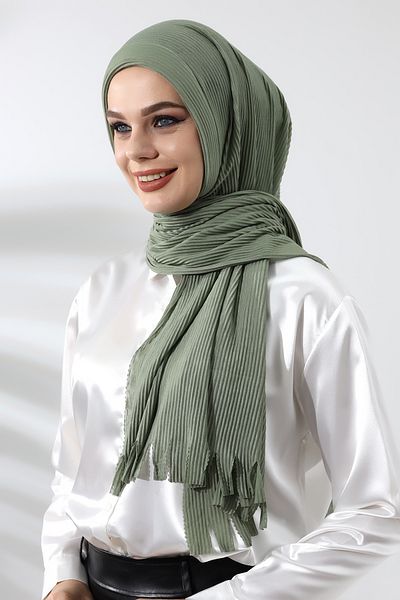 ihvanonline Μέντα Hijab έτοιμο πρακτικό βαμβακερό σάλι με ραβδώσεις