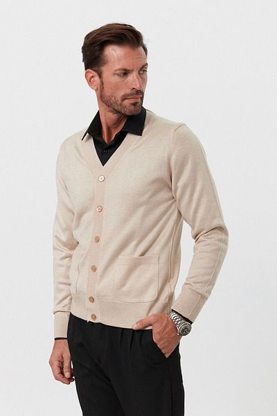 Livio Ferri Men's Knitwear Cardigan - Standard Fit, Pocket Sweater