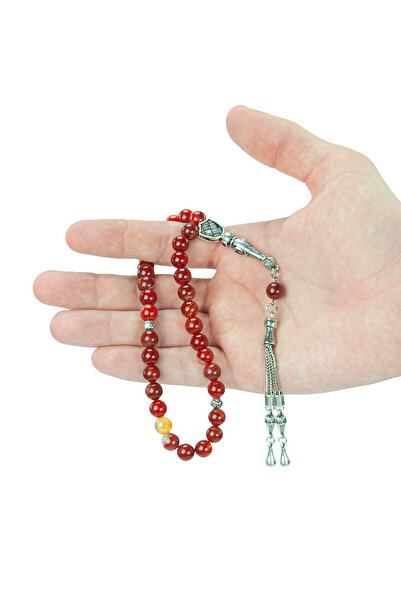 ihvan online 33lü Turuncu Doğal Akik Taşı Tesbih