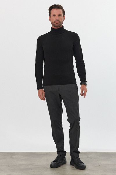 Livio Ferri Мъжки пуловер с поло яка Slim Fit и оребрен трикотаж