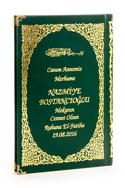 İhvan 50 Adet - Isim Baskılı Ciltli Yasin Kitabı - Orta Boy - 176 Sayfa - Yeşil Renk - Dini Hediyelik