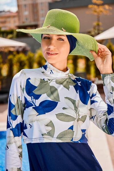 Marina Зелена широка солом'яна капелюх з морською мушлею 142321