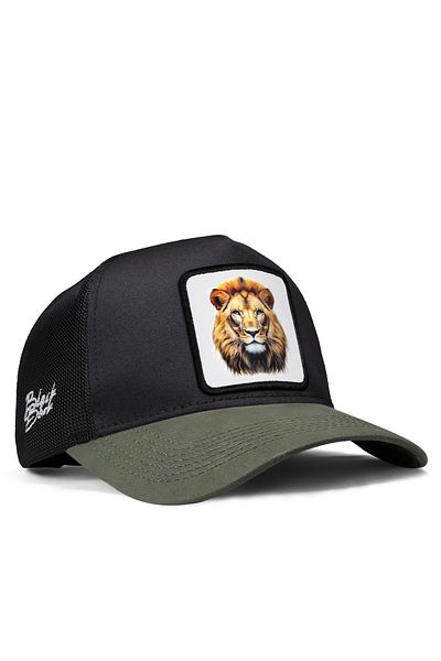 BlackBörk V1 Χακί-μαύρο καπέλο Trucker με λογότυπο Lion