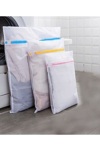 benekli home Colorful Zippered 3-Piece Laundry Net Set