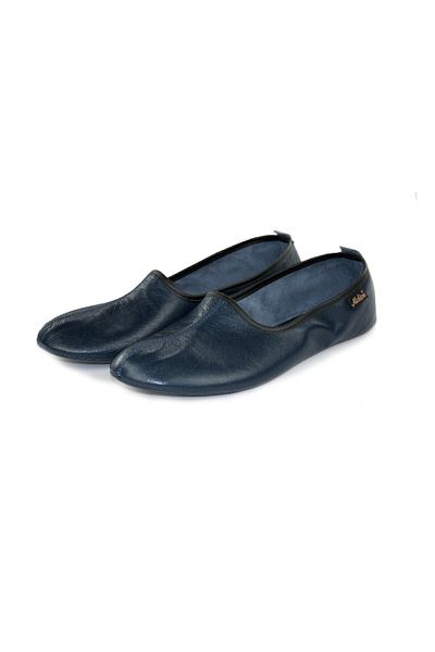 Akdam 100% δερμάτινα Hajj Umrah Tavaf Booties and Home Shoes Navy Blue