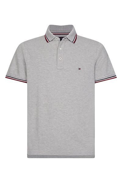 Tommy Hilfiger Men's Organic Cotton Polo Collar Short Sleeve with Brand Logo Stylish Looking Gray Suitable for Daily Use