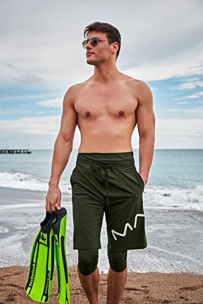 Marina Ανδρικό σορτς χακί - με γράμματα μοντέλο S2411