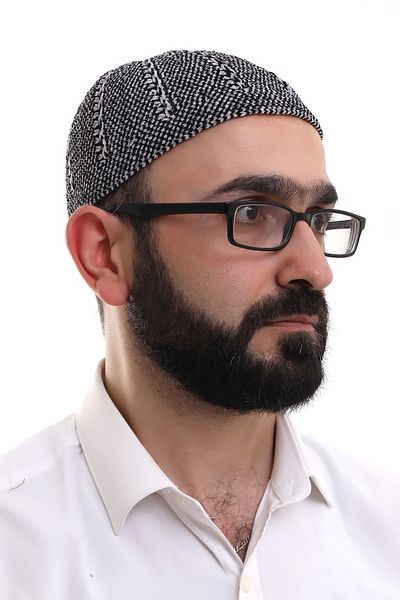 ihvanonline Зимна двуцветна черно-сива кадифена молитвена шапка